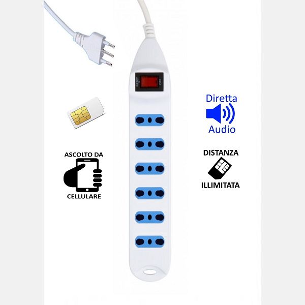 Multipresa con microspia audio occultata e sensore VOX